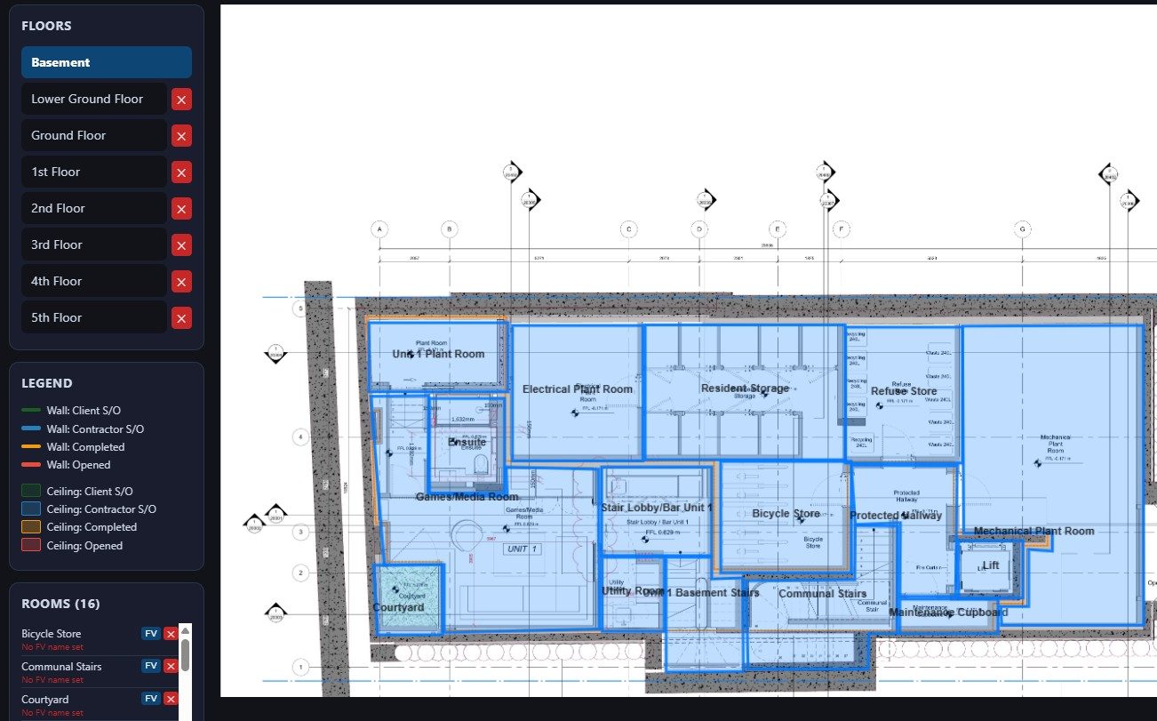 Room-by-room closure tracking